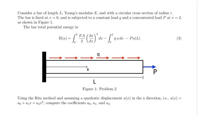 Solved Consider a bar of length L, Young's modulus E, and | Chegg.com