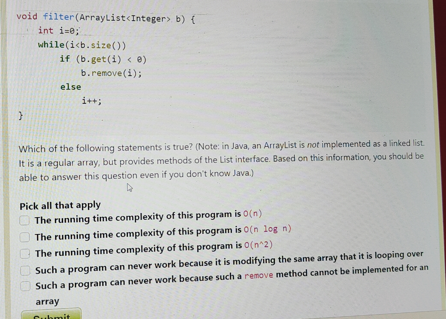 Solved Which of the following statements is true? (Note: in | Chegg.com