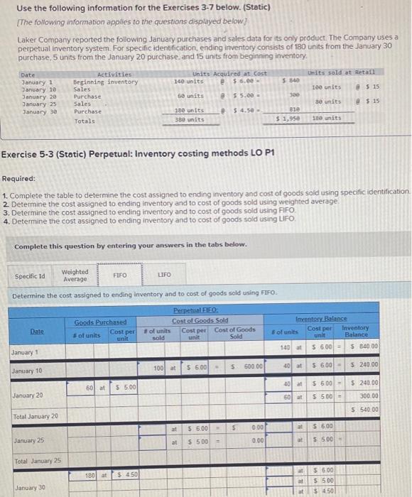 Solved Use the following information for the Exercises 3-7 | Chegg.com