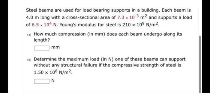 Solved Steel beams are used for load bearing supports in a | Chegg.com