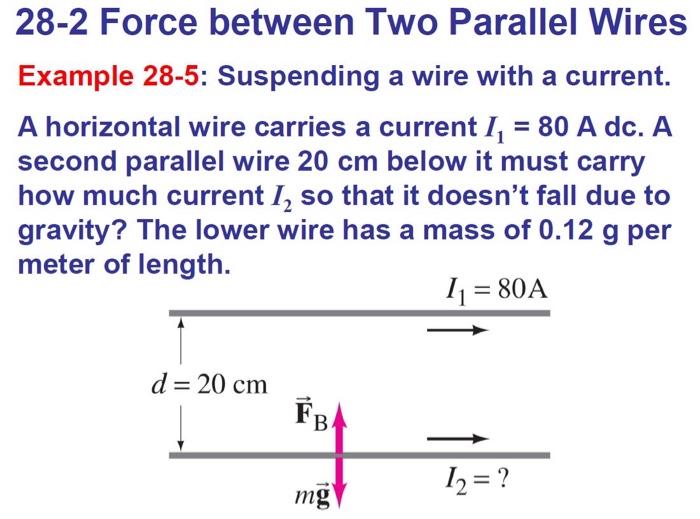 Solved 282 Force between Two Parallel Wires Example 285