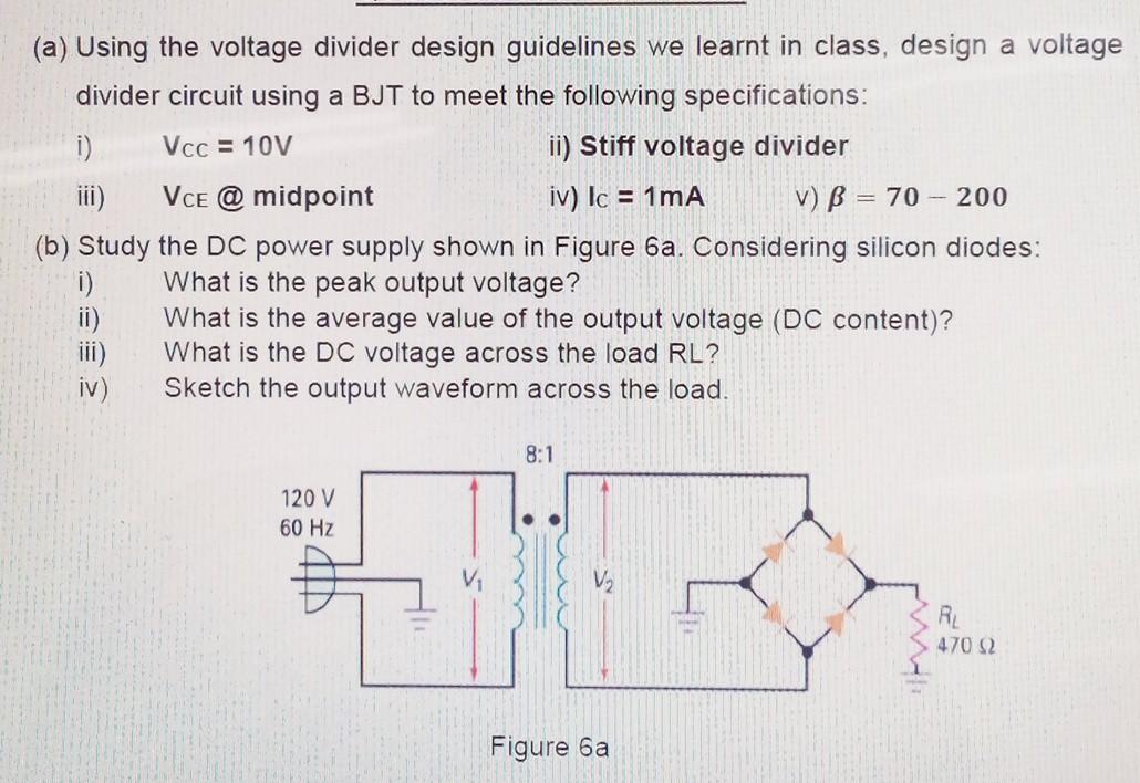 Solved (a) Using the voltage divider design guidelines we | Chegg.com
