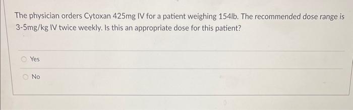 Iv cytoxan orders