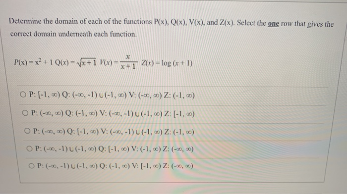 Solved Determine The Domain Of Each Of The Functions P X Chegg Com