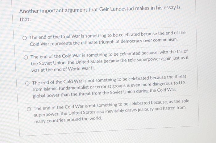 essay of the end of cold war