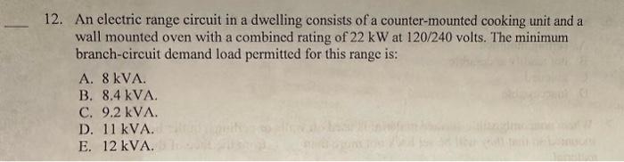 Solved 2. An electric range circuit in a dwelling consists | Chegg.com