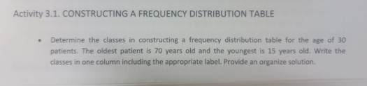 Solved Activity 3.1. CONSTRUCTING A FREQUENCY DISTRIBUTION | Chegg.com
