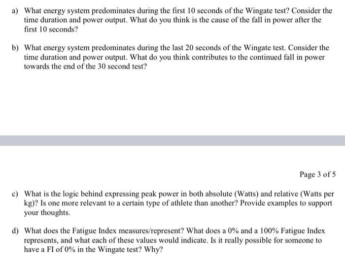 Solved a) What energy system predominates during the first
