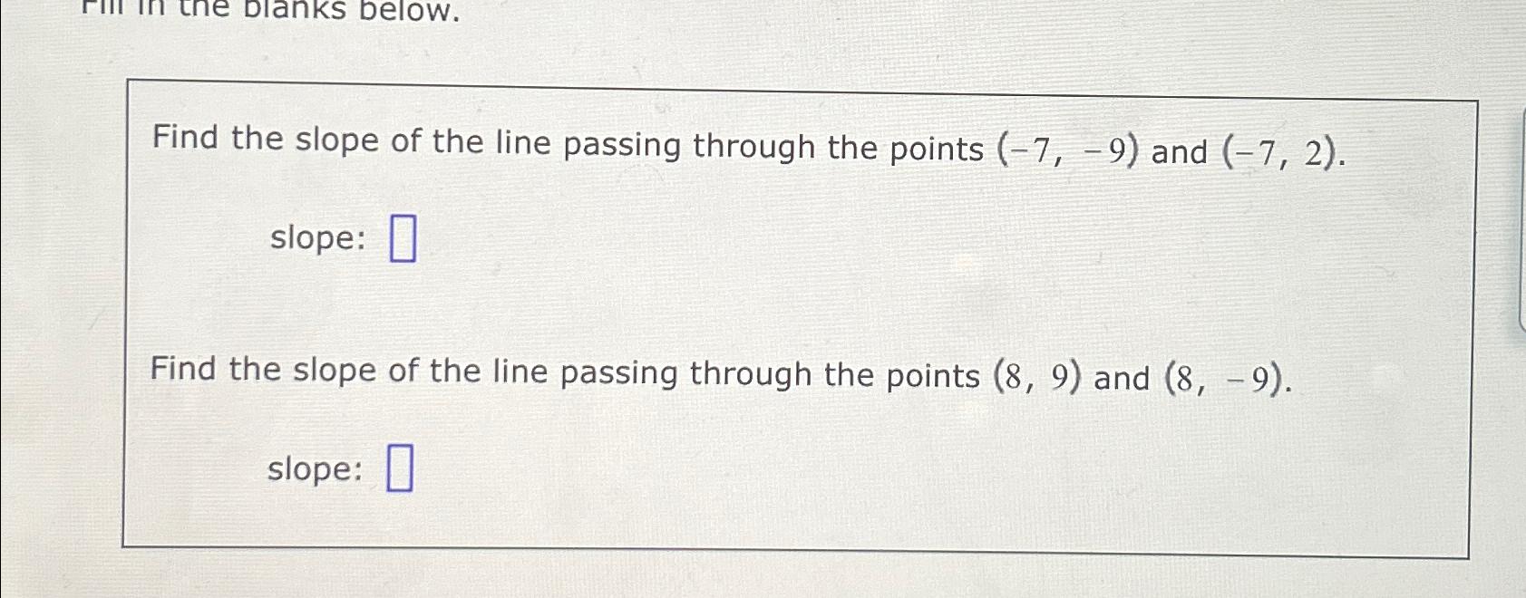 find the slope of the line passing through points calculator