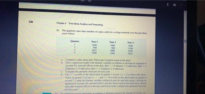 Solved 230 Chapter 6 Time Series Analysis and Forecasting | Chegg.com