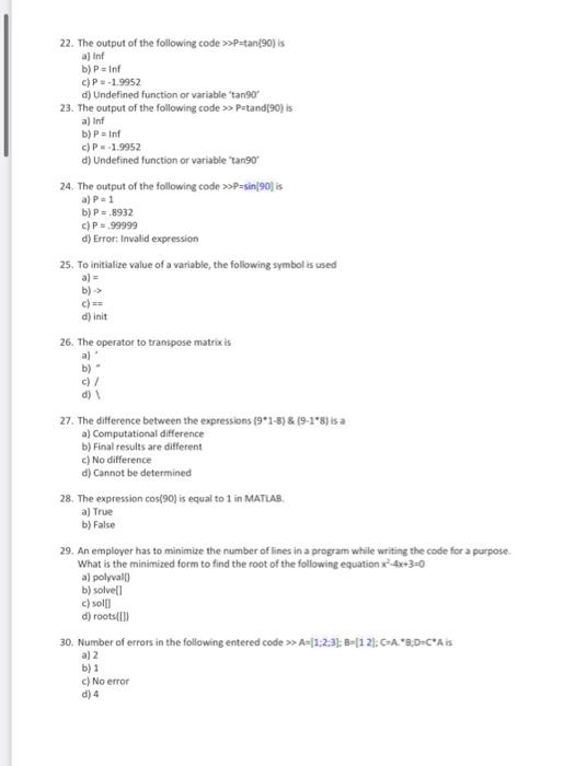 Solved MCQ on MATLAB 1. MATLAB stands for a) matrix | Chegg.com