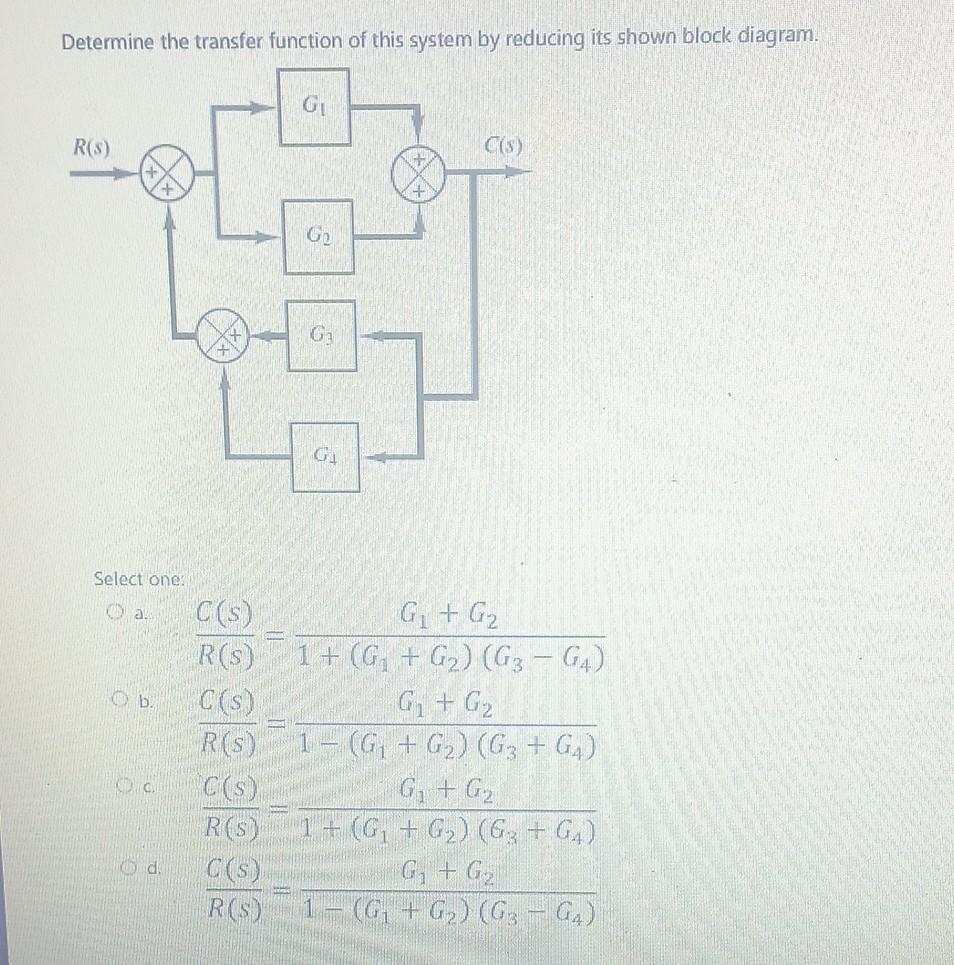 Solved Determine The Transfer Function Of This System By | Chegg.com