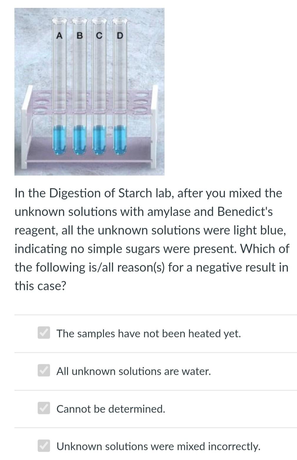 Solved In the Digestion of Starch lab, after you mixed the | Chegg.com