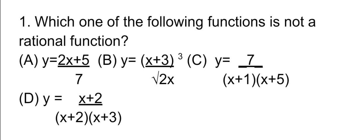 Solved 1. Which one of the following functions is not a | Chegg.com