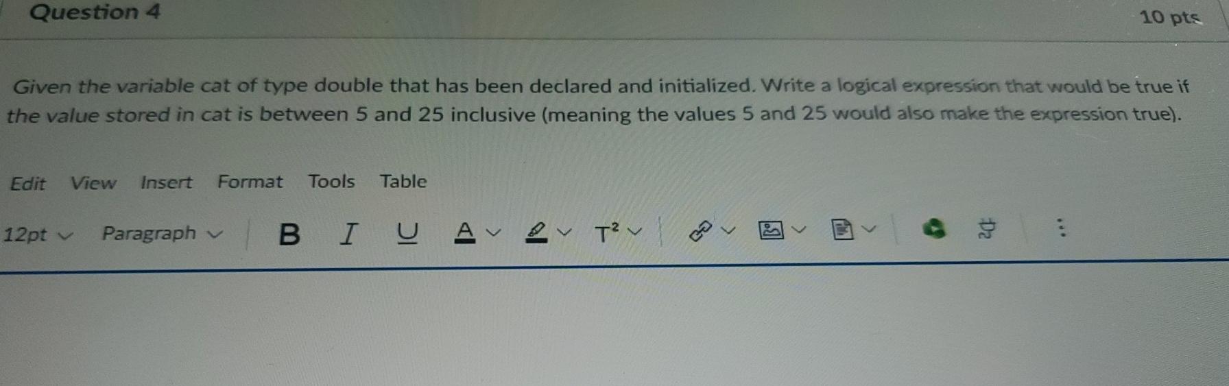 Solved Question 5 30 pts Declare a float variable named | Chegg.com