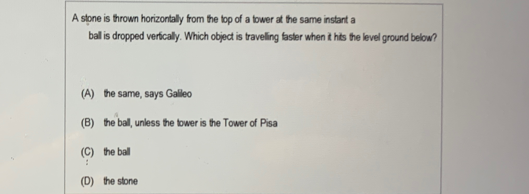 Solved A stone is thrown horizontally from the top of a | Chegg.com