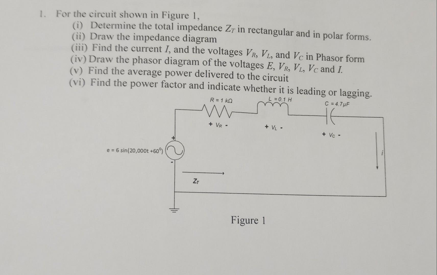 Solved 1. For the circuit shown in Figure 1, (i) Determine | Chegg.com