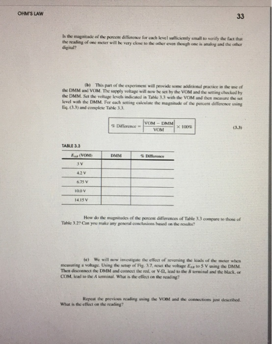 FIG. 3.7 Using the DMM set the power supply to the | Chegg.com