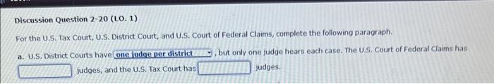 Solved Discussion Question 2-20 (L0.1) For The U.S. Tax | Chegg.com