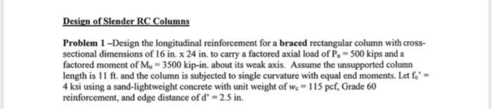 Solved Problem 1 -Design the longitudinal reinforcement for | Chegg.com