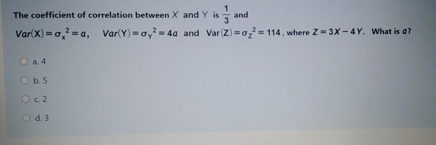 Solved 1 and The coefficient of correlation between X and Y | Chegg.com