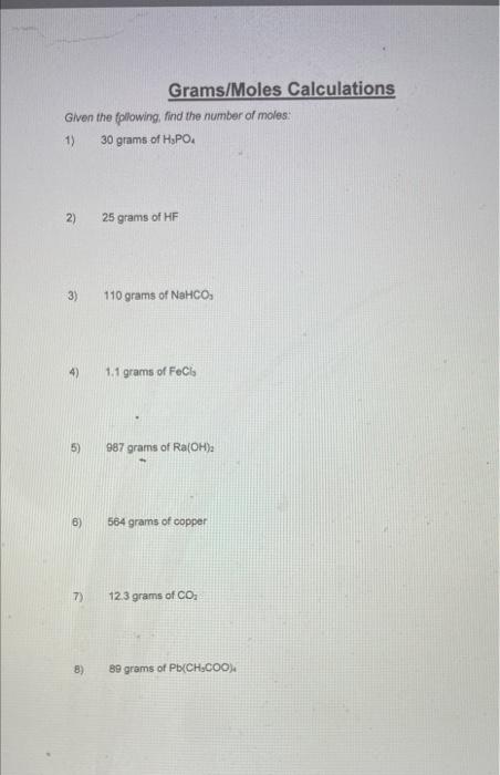 Grams and 2025 moles calculations