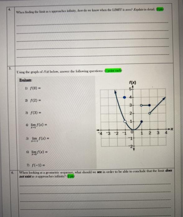 When Finding The Limits X Approaches Infinity How Do Chegg Com