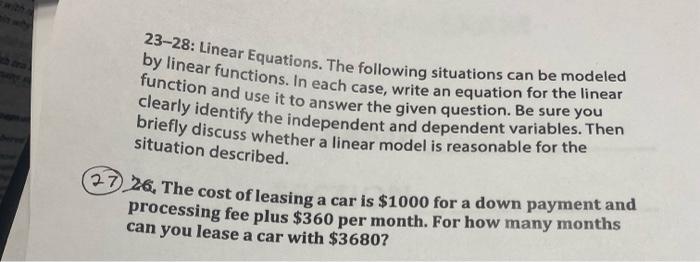 Solved 23-28: Linear Equations. The following situations can | Chegg.com