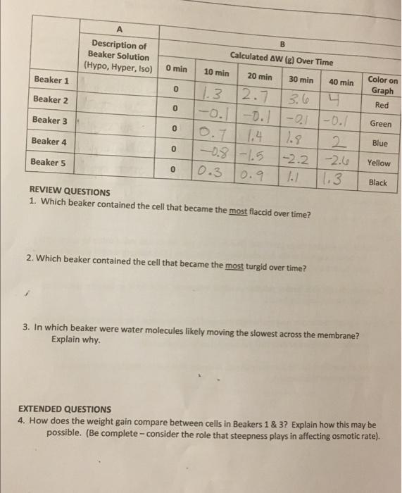 А B Description of Beaker Solution (Hypo, Hyper, Iso) | Chegg.com