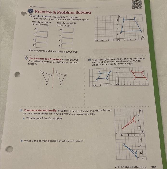 Solved (C) Leveled Practice Trapezoid ABCD is shown. Draw | Chegg.com