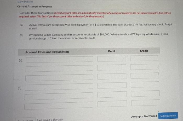 Solved View Policies Current Attempt in Progress Consider | Chegg.com