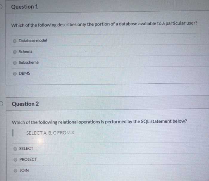 Solved Question 1 Which of the following describes only the | Chegg.com