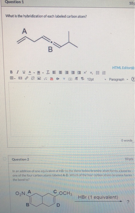 Solved Question 1 105 What is the hybridization of each | Chegg.com