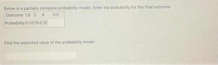 Solved Below is a partially complete probability model. | Chegg.com
