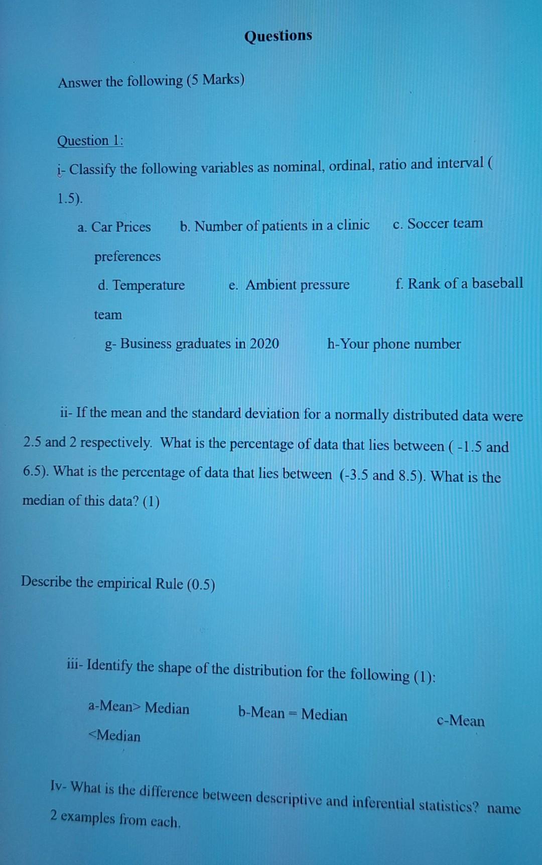 Solved Questions Answer the following (5 Marks) Question 1: | Chegg.com