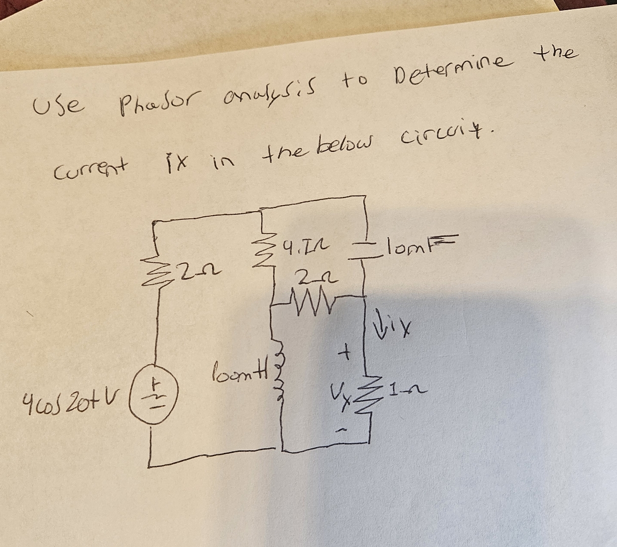 Use Phador Analysis To Determine The Current Ix In 