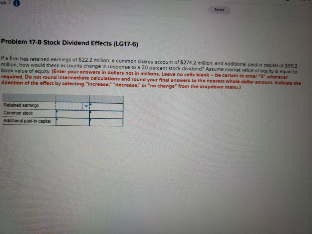 Solved eek 7 Saved Problem 178 Stock Dividend Effects