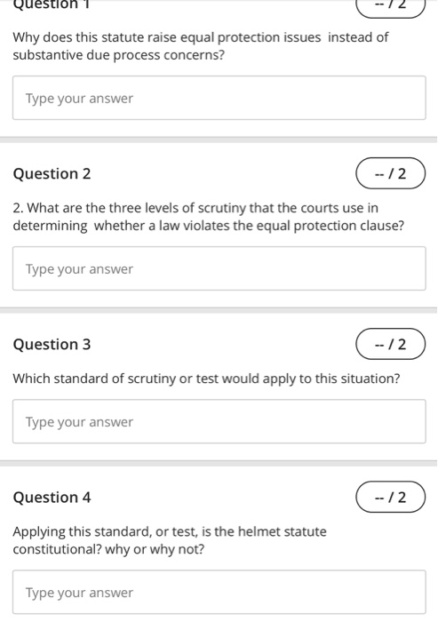 Question Why does this statute raise equal protection | Chegg.com