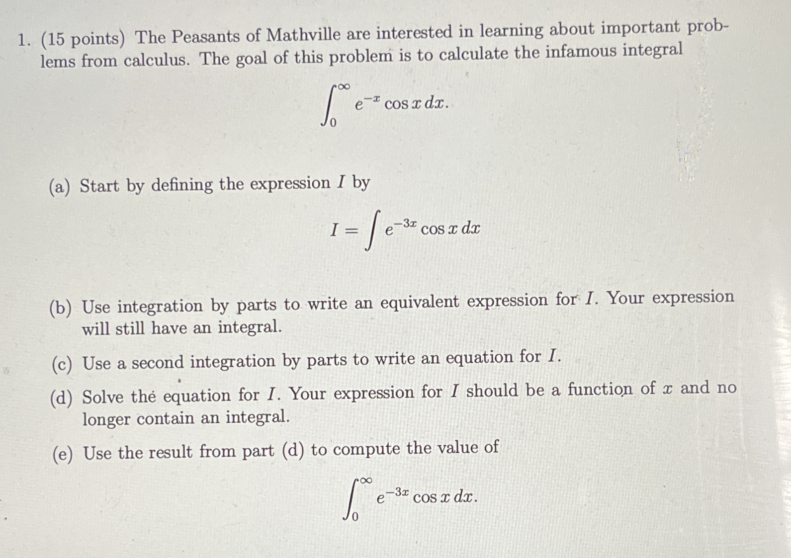 Solved (15 ﻿points) ﻿The Peasants of Mathville are | Chegg.com