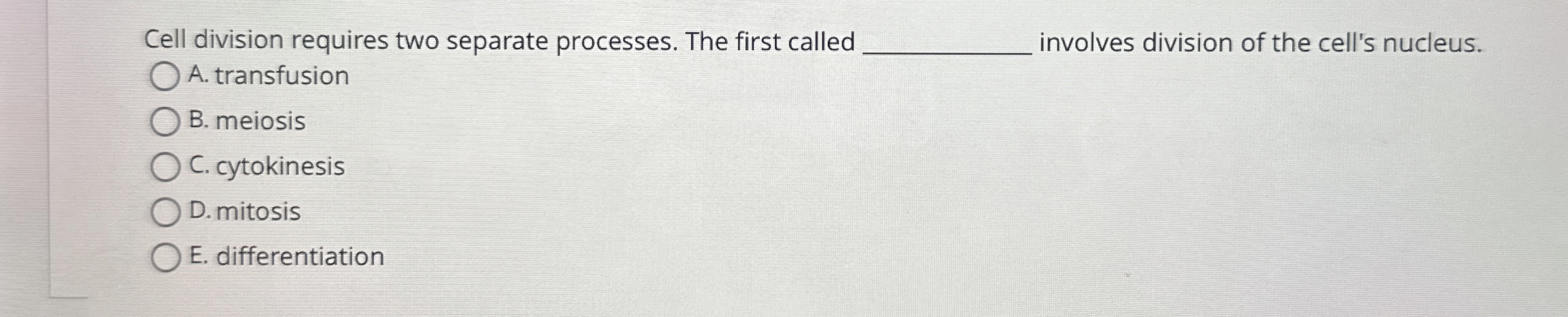 Solved Cell division requires two separate processes. The | Chegg.com