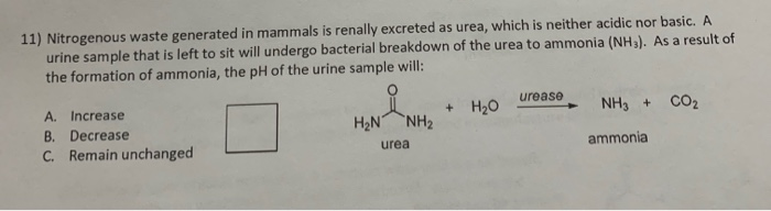 Solved 11) Nitrogenous waste generated in mammals is renally | Chegg.com