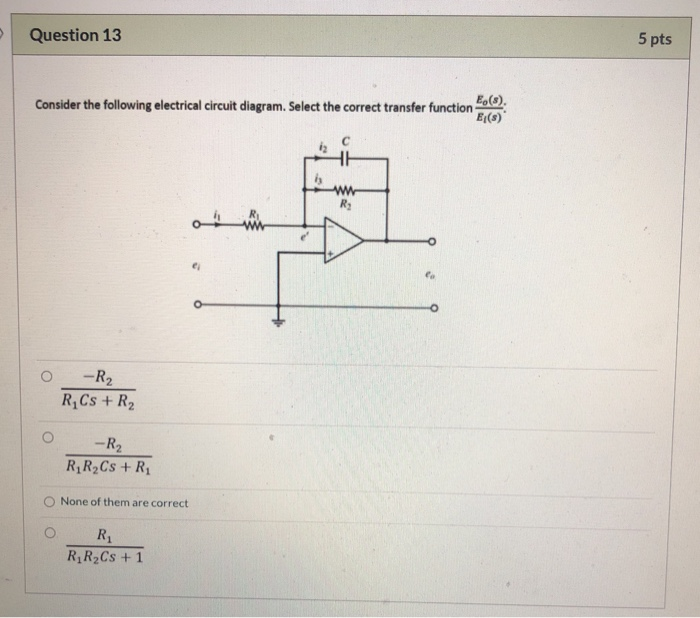 Solved Question 13 5 pts Consider the following electrical | Chegg.com