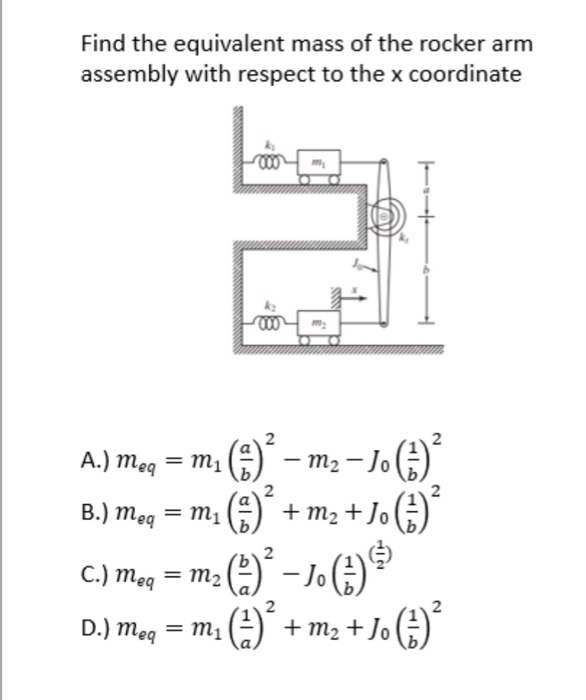 Solved Find the equivalent mass of the rocker arm assembly