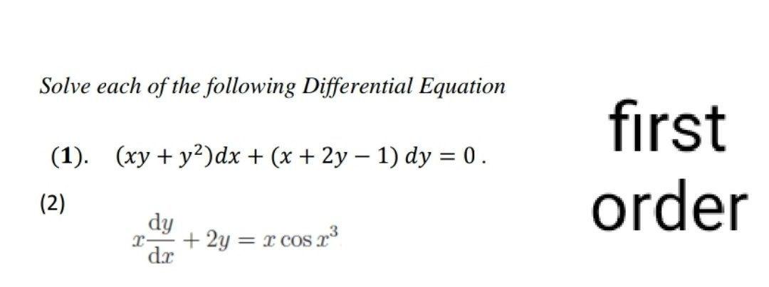 Solved Solve each of the following Differential Equation | Chegg.com
