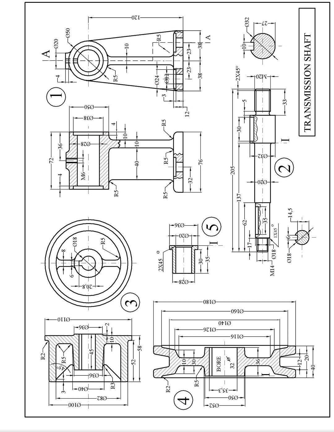 Solved The drawing shows the details of a TRANSMISSION | Chegg.com