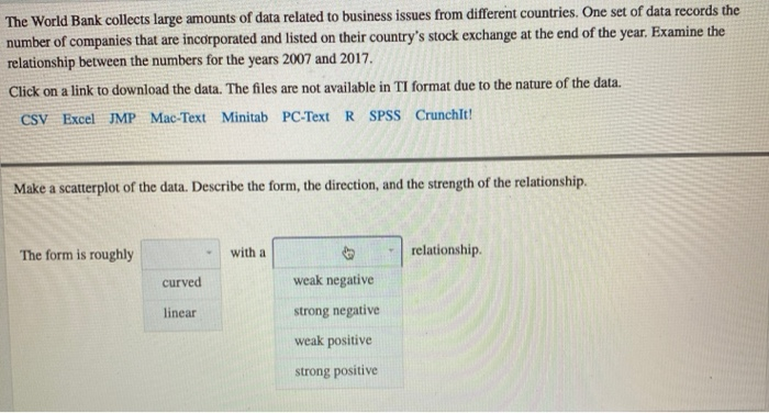 Solved The World Bank collects large amounts of data related | Chegg.com