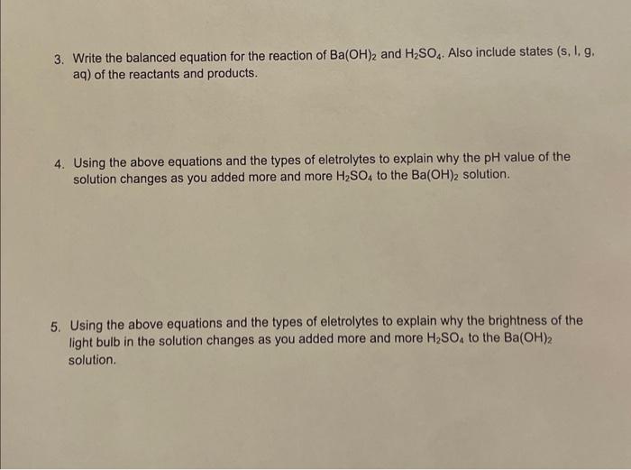 Solved 3. Write the balanced equation for the reaction of | Chegg.com