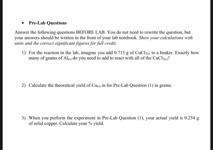 Solved • Pre Lab Questions Answer The Following Questions 6461