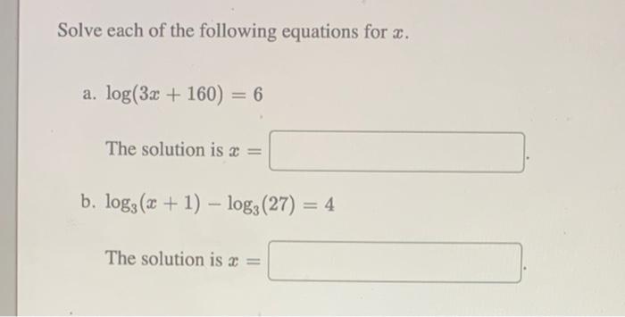 Solved Solve each of the following equations for a. a. | Chegg.com