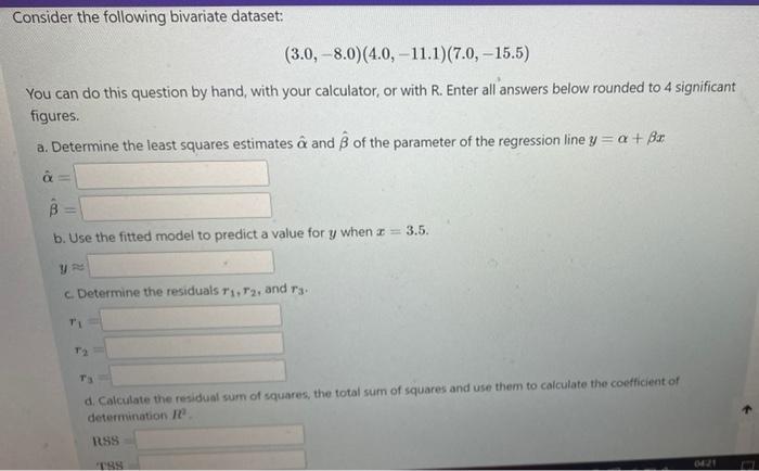 Solved Consider The Following Bivariate Dataset: | Chegg.com